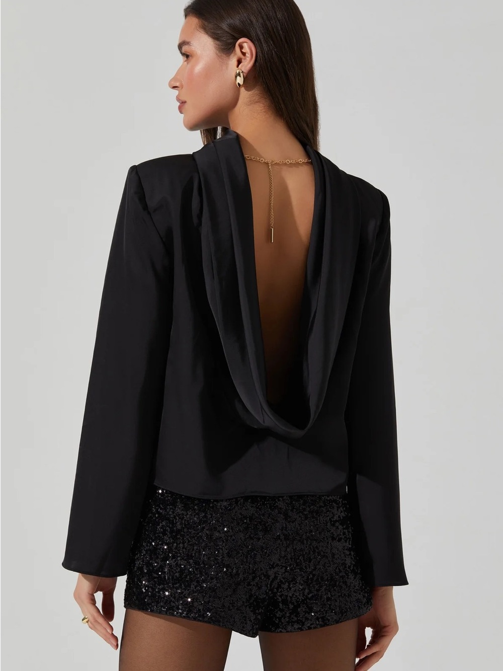 Astr The Label Bethwyn Satin Cowl Back Top